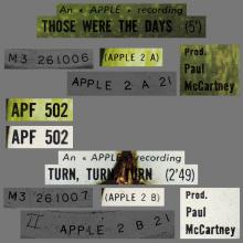 MARY HOPKIN - 1968 08 31 - THOSE WERE THE DAYS ⁄ TURN, TURN, TURN - FRANCE - APPLE 2 -- APPLE - APF 502 - pic 4