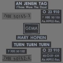 MARY HOPKIN - 1968 08 31 - THOSE WERE THE DAYS ⁄ TURN, TURN, TURN - GERMANY - 2 - AN JEMEN TAG - O 23 910 - BLACK APPLE - pic 4