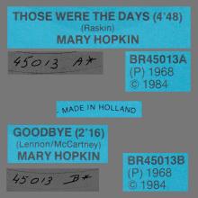 MARY HOPKIN - 1968 09 01 - THOSE WERE THE DAYS ⁄ GOODBYE - APPLE 2 -10 -  HOLLAND - BR MUSIC - BR45013 - 1984 - pic 4