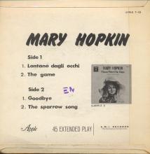 MARY HOPKIN - 1969 01 17 - LONTANO DAGLI OCCHI ⁄ THE GAME - GOODBYE ⁄ SPARROW - APPLE 10 -  ISRAEL - APPLE 7-10 - EP - pic 2