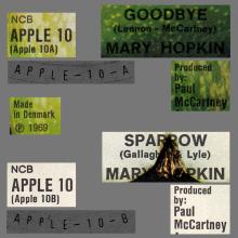 MARY HOPKIN - 1969 03 28 - GOODBYE ⁄ SPARROW - APPLE 10 - DENMARK  - pic 4