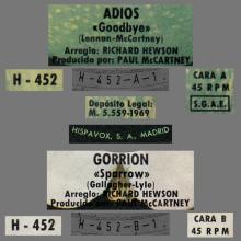 MARY HOPKIN - 1969 03 28 - GOODBYE ⁄ SPARROW - APPLE 10 - SPAIN - H-452 - ADIOS ⁄ GORRION  - pic 4