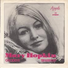 MARY HOPKIN - 1969 03 28 - GOODBYE ⁄ SPARROW - APPLE 10 - SWEDEN - PINK - pic 2