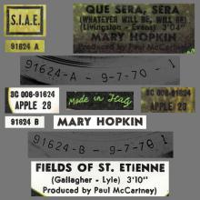 MARY HOPKIN - 1970 07 09 - QUE SERA SERA ⁄ FIELDS OF ST. ETIENNE - ITALY - APPLE 28 - 3C 006-91624 - pic 4