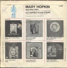 MARY HOPKIN - 1970 07 09 - QUE SERA SERA ⁄ FIELDS OF ST. ETIENNE - SPAIN - APPLE 28 - H-616 - pic 2