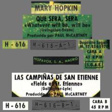 MARY HOPKIN - 1970 07 09 - QUE SERA SERA ⁄ FIELDS OF ST. ETIENNE - SPAIN - APPLE 28 - H-616 - pic 4