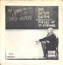 MARY HOPKIN - 1970 07 09 - QUE SERA SERA ⁄ FIELDS OF ST. ETIENNE - SWEDEN - APPLE 28 - 4E 006-91624 M - pic 2