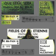 MARY HOPKIN - 1970 07 09 - QUE SERA SERA ⁄ FIELDS OF ST. ETIENNE - SWEDEN - APPLE 28 - 4E 006-91624 M - pic 4