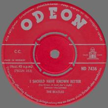NO 1964 09 00 - I SHOULD HAVE KNOWN BETTER ⁄ AND I LOVE HER - ND 7436 - 2 - ORANGE - GN 1729 - LONG TALL SALLY - JAN HOILAND - pic 1