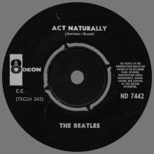 NO 1965 10 00 - ACT NATURALLY ⁄ YESTERDAY - ND 7442 - LABEL 6 - R 5305 - HELP ⁄ I'M DOWN  - pic 1