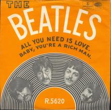NO 1967 06 00 - ALL YOU NEED IS LOVE ⁄ BABY, YOU'RE A RICH MAN - R 5620 -1 - LABEL 5 - DB 8101 - KEN DODD - pic 1
