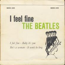 NORWAY EP 1964 11 00 - I FEEL FINE - GEOS 225 - LABEL GREEN ARCHED ODEON - pic 2