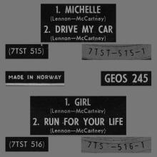 NORWAY EP 1966 03 00 - MICHELLE - GEOS 245 - LABEL BLACK ARCHED ODEON - pic 4