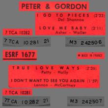 PETER AND GORDON - I DON'T WANT TO SEE YOU AGAIN - ESRF 1677 - FRANCE - EP - pic 1