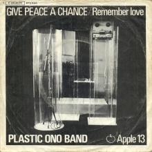 PLASTIC ONO BAND - JOHN LENNON - GIVE PEACE A CHANCE - GERMANY 1969 - 1C 006-90372 ⁄ APPLE 13 - pic 1