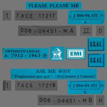SPAIN 1963 04 30 - PLEASE PLEASE ME ⁄ ASK ME WHY - SLEEVE 14 LABEL I B - 1 J 006-04.451 M - pic 1