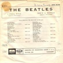 SPAIN 1964 12 05 - I FEEL FINE ⁄ SHE'S A WOMAN - SLEEVE 03 LABEL B - DSOL 66.046 -1 - pic 1