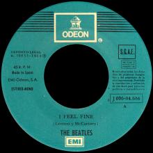 SPAIN 1964 12 05 - I FEEL FINE ⁄ SHE'S A WOMAN - SLEEVE 09 LABEL 2 - 1976 05 01 - J 006-04.686 - pic 1