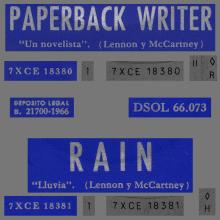 SPAIN 1966 07 26 - PAPERBACK WRITER ⁄ RAIN - SLEEVE 1 LABEL 2 BLUE - DSOL 66.073 - pic 1