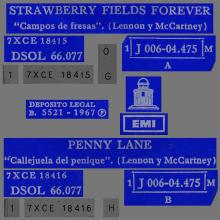 SPAIN 1967 03 06 - DSOL 66.077 - STRAWBERRY FIELDS FOREVER ⁄ PENNY LANE - SLEEVE 2 LABEL 2 - pic 1