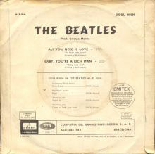 SPAIN 1967 08 08 - DSOL 66.080 - ALL YOU NEED IS LOVE ⁄ BABY YOU'RE A RICH MAN - SLEEVE 1 LABEL 1 - pic 1