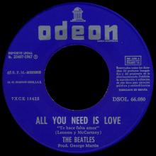 SPAIN 1967 08 08 - DSOL 66.080 - ALL YOU NEED IS LOVE ⁄ BABY YOU'RE A RICH MAN - SLEEVE 2 LABEL 1  - pic 1
