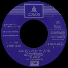 SPAIN 1967 08 08 - DSOL 66.080 - ALL YOU NEED IS LOVE ⁄ BABY YOU'RE A RICH MAN - SLEEVE 2 LABEL 2 - pic 1