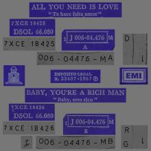 SPAIN 1967 08 08 - DSOL 66.080 - ALL YOU NEED IS LOVE ⁄ BABY YOU'RE A RICH MAN - SLEEVE 2 LABEL 2 - pic 1