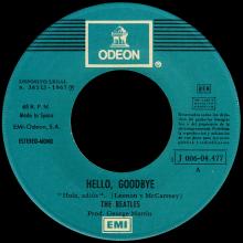 SPAIN 1967 12 08 - HELLO, GOODBYE ⁄ I AM THE WALRUS - SLEEVE 9 LABEL 2 - 1976 05 01 - J 006-04.477 - pic 1