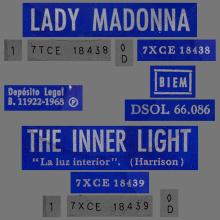 SPAIN 1968 05 15 - DSOL 66.086 - LADY MADONNA ⁄ THE INNER LIGHT - SLEEVE 1 LABEL 1 - pic 1