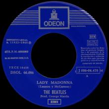 SPAIN 1968 05 15 - DSOL 66.086 - LADY MADONNA ⁄ THE INNER LIGHT - SLEEVE 3 LABEL 2  - pic 1