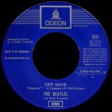 SPAIN 1969 03 27 - GET BACK ⁄ DON'T LET ME DOWN - SLEEVE 1 LABEL 1 - 1 J 006-04.084 M - pic 1