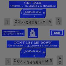 SPAIN 1969 03 27 - GET BACK ⁄ DON'T LET ME DOWN - SLEEVE 1 LABEL 1 - 1 J 006-04.084 M - pic 1