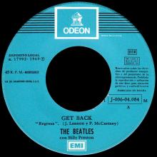SPAIN 1969 03 27 - GET BACK ⁄ DON'T LET ME DOWN - SLEEVE 4 LABEL 3 - 1 J 006-04.084 M  - pic 1