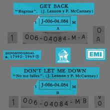 SPAIN 1969 03 27 - GET BACK ⁄ DON'T LET ME DOWN - SLEEVE 4 LABEL 3 - 1 J 006-04.084 M  - pic 1