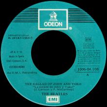 SPAIN 1969 07 15 - THE BALLAD OF JOHN AND YOKO ⁄ OLD BROWN SHOE - SLEEVE 9 LABEL 2 - 1 J 006-04.108 - pic 1