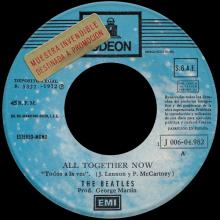 SPAIN 1972 02 20 - 1J 006-04.982 - ALL TOGETHER NOW ⁄ HEY BULLDOG - SLEEVE 1 LABEL 1 - PROMO - pic 1