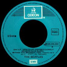 SPAIN 1978 09 01 - 10C 006-06.804 - SGT PEPPER'S LONELY HEARTS CLUB BAND ⁄ WITHIN YOU WITHOUT YOU - SLEEVE 1 LABEL 1  - pic 5