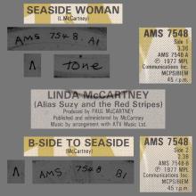 SUZY AND THE RED STRIPES - 1980 07 18 - SEASIDE WOMAN ⁄ B-SIDE TO SEASIDE - A&M - AMS 7548 - UK  - pic 1