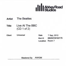 2013 09 07 - THE BEATLES - LIVE AT THE BBC - ABBEY ROAD STUDIOS - UNIVERSAL - PROMO - 2X CDR - pic 1