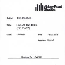 2013 09 07 - THE BEATLES - LIVE AT THE BBC - ABBEY ROAD STUDIOS - UNIVERSAL - PROMO - 2X CDR - pic 1