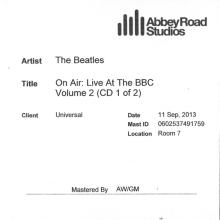 2013 09 11 - THE BEATLES - ON AIR LIVE AT THE BBC - ABBEY ROAD STUDIOS - UNIVERSAL - 2X CDR - PROMO - pic 1