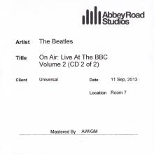 2013 09 11 - THE BEATLES - ON AIR LIVE AT THE BBC - ABBEY ROAD STUDIOS - UNIVERSAL - 2X CDR - PROMO - pic 1