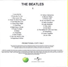 2015 11 06 - 2000 11 13 - THE BEATLES 1 - A - 26 TRACKS - REISSUE PROMO CD -1 - pic 1
