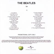 2015 11 06 - 2000 11 13 - THE BEATLES 1 - B - 1+ - 27 TRACKS - REISSUE PROMO CD - pic 2