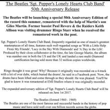 2017 05 26 - SGT. PEPPER S LONELY HEARTS CLUB BAND - INFO SSHEET - pic 1