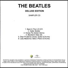 2018 11 09 - THE BEATLES - DELUXE EDITION - SAMPLER CD - PROMO CDR 6 TRACKS  - pic 1