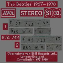 THE BEATLES DISCOGRAPHY DDR GERMANY 1980 01 00 - A - THE BEATLES 1967-1970 - AMIGA VEB DEUTSCHE SCHALLPLATTEN - 8 55 742 - pic 5