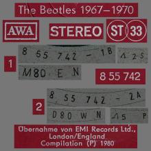 THE BEATLES DISCOGRAPHY DDR GERMANY 1980 01 00 - C - THE BEATLES 1967-1970 - AMIGA VEB DEUTSCHE SCHALLPLATTEN - 8 55 742 - pic 5