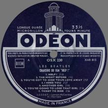 THE BEATLES DISCOGRAPHY FRANCE 1965 09 01 LES BEATLES CHANSONS DU FILM HELP  - A - B - BLUE ODEON OSX 230  - pic 9